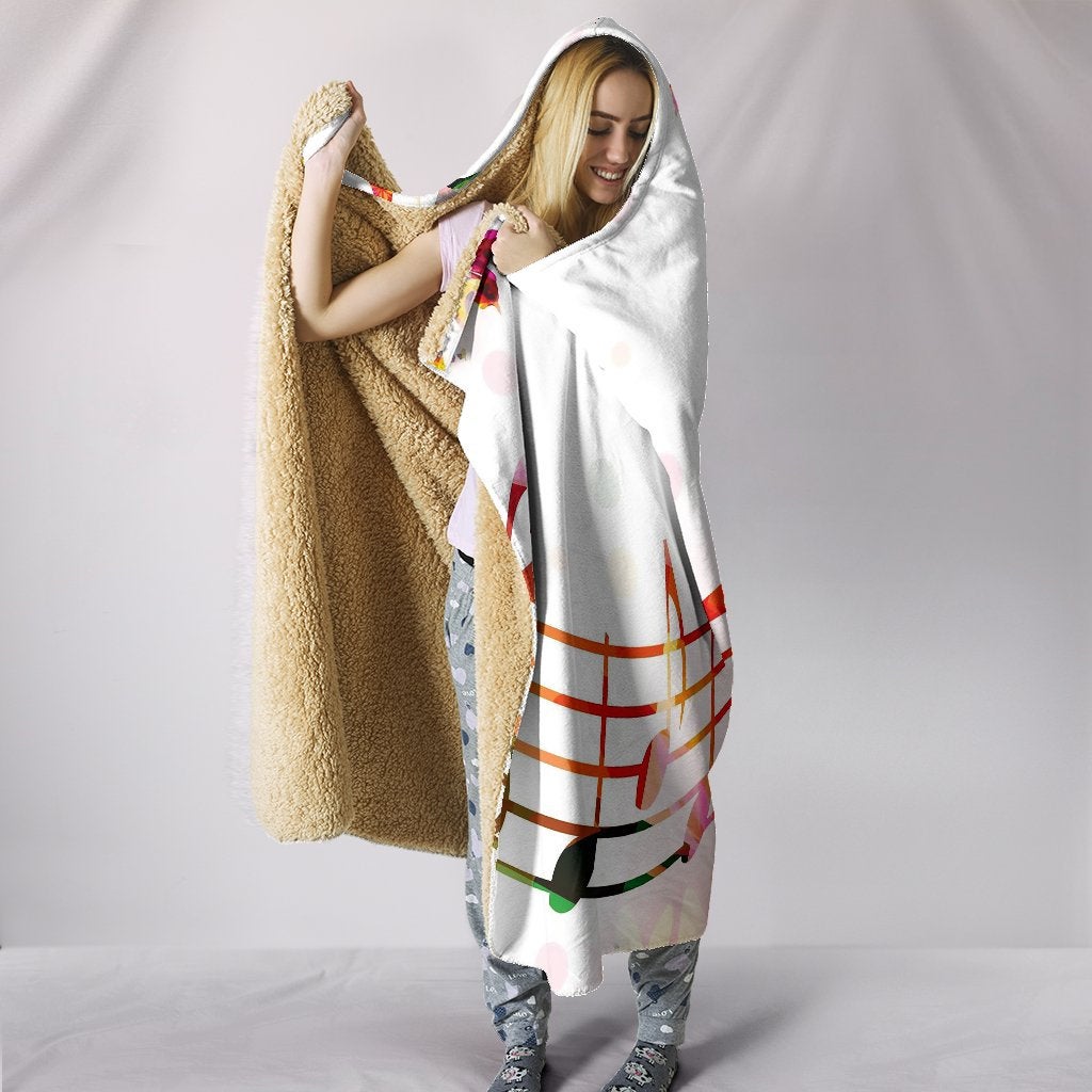 Colorful Butterflies & Musical Notes Hooded Blanket