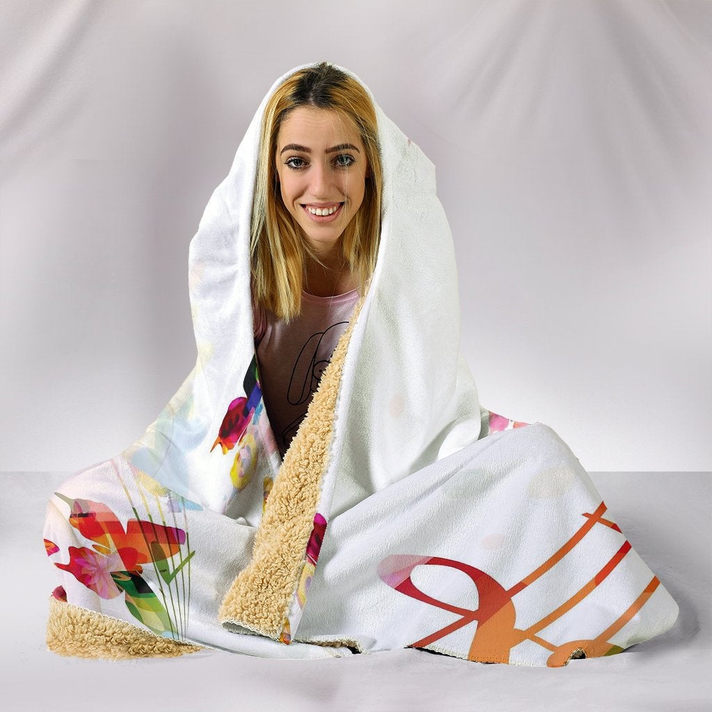 Colorful Butterflies & Musical Notes Hooded Blanket