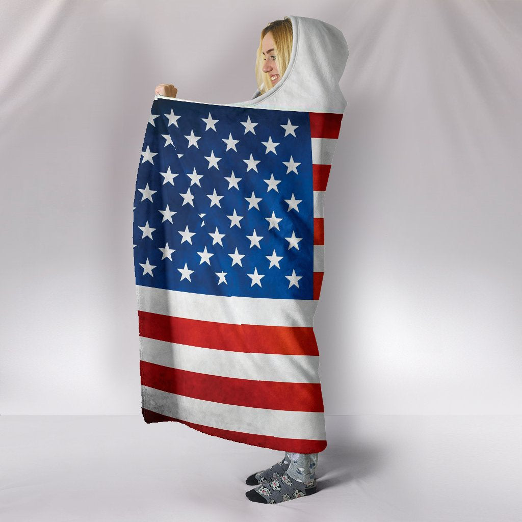 American Flag Hooded Blanket