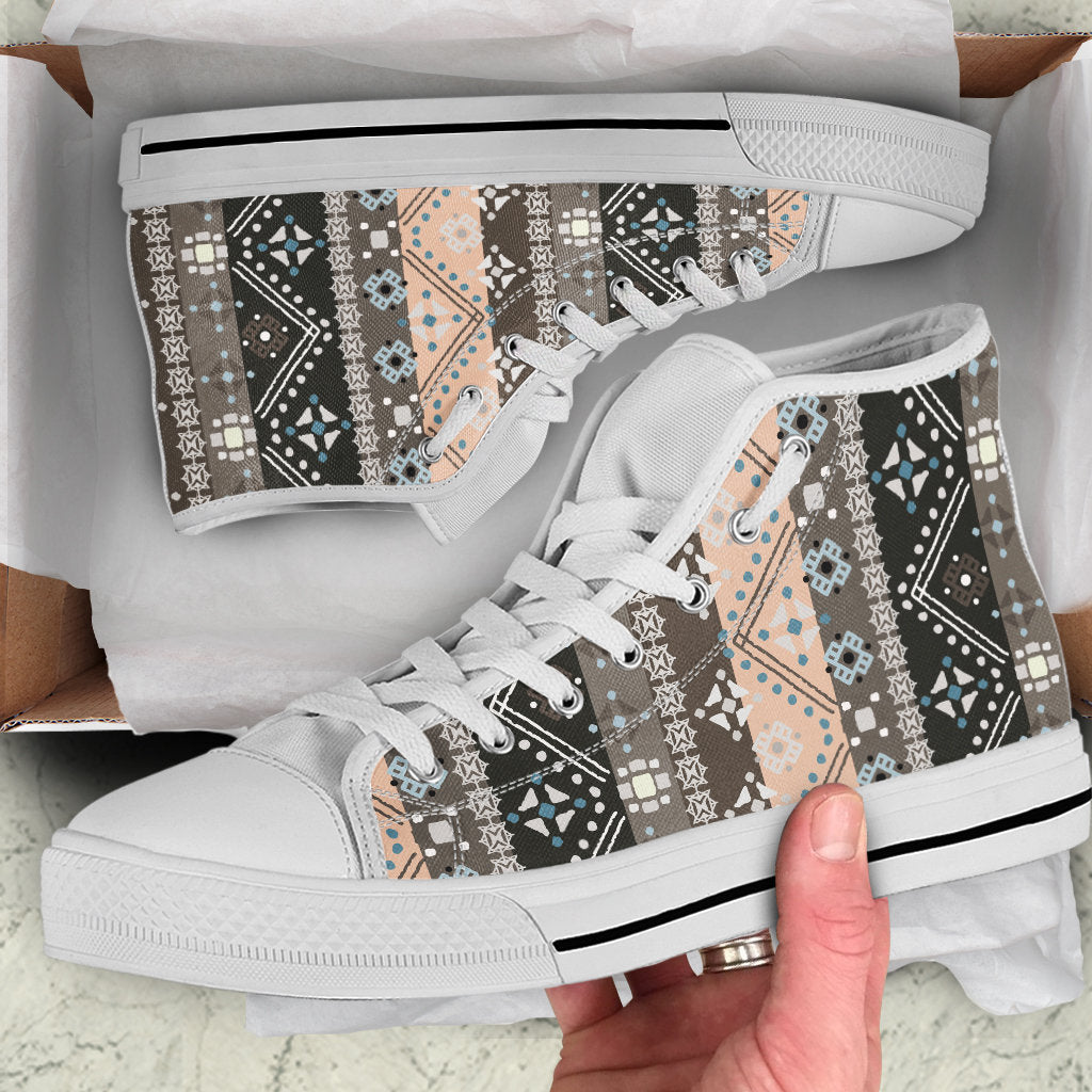 Brown Boho Ethnic High Top Shoes
