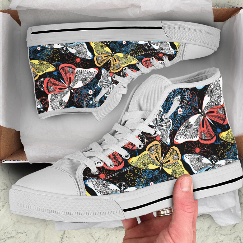 Colorful Butterflies Decor High Top Shoes