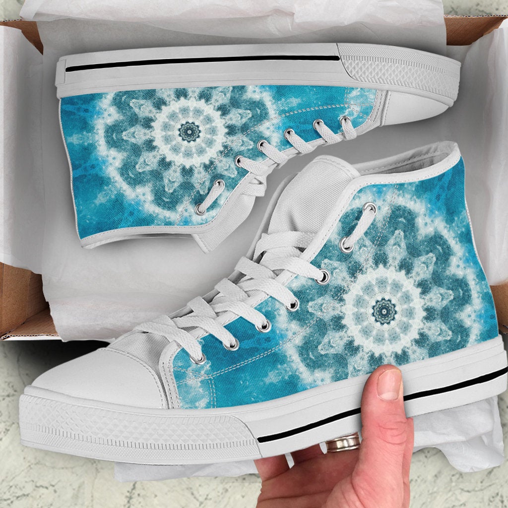 Blue Green Ocean Mandala High Top Shoes