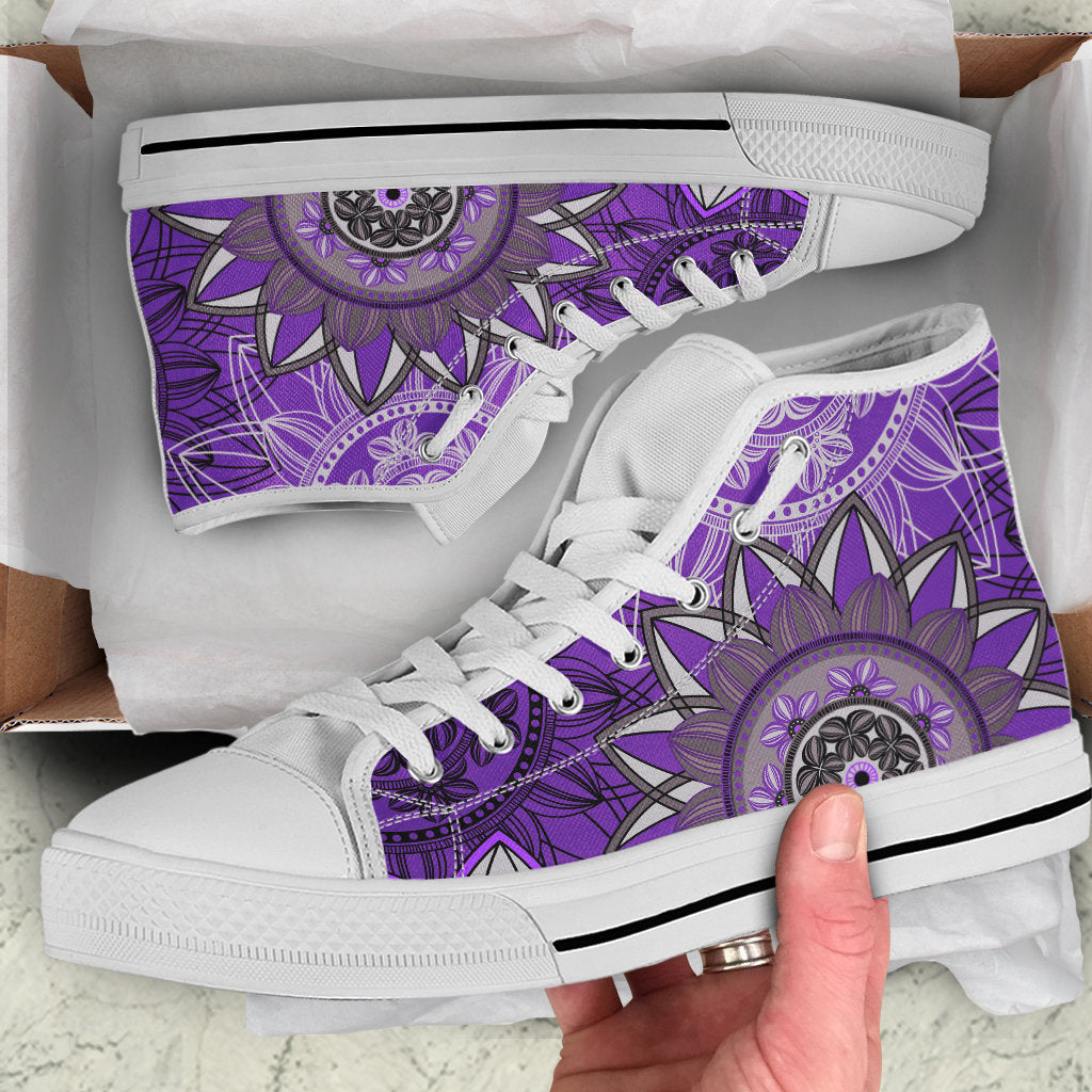 Purple Floral Mandalas High Top Shoes