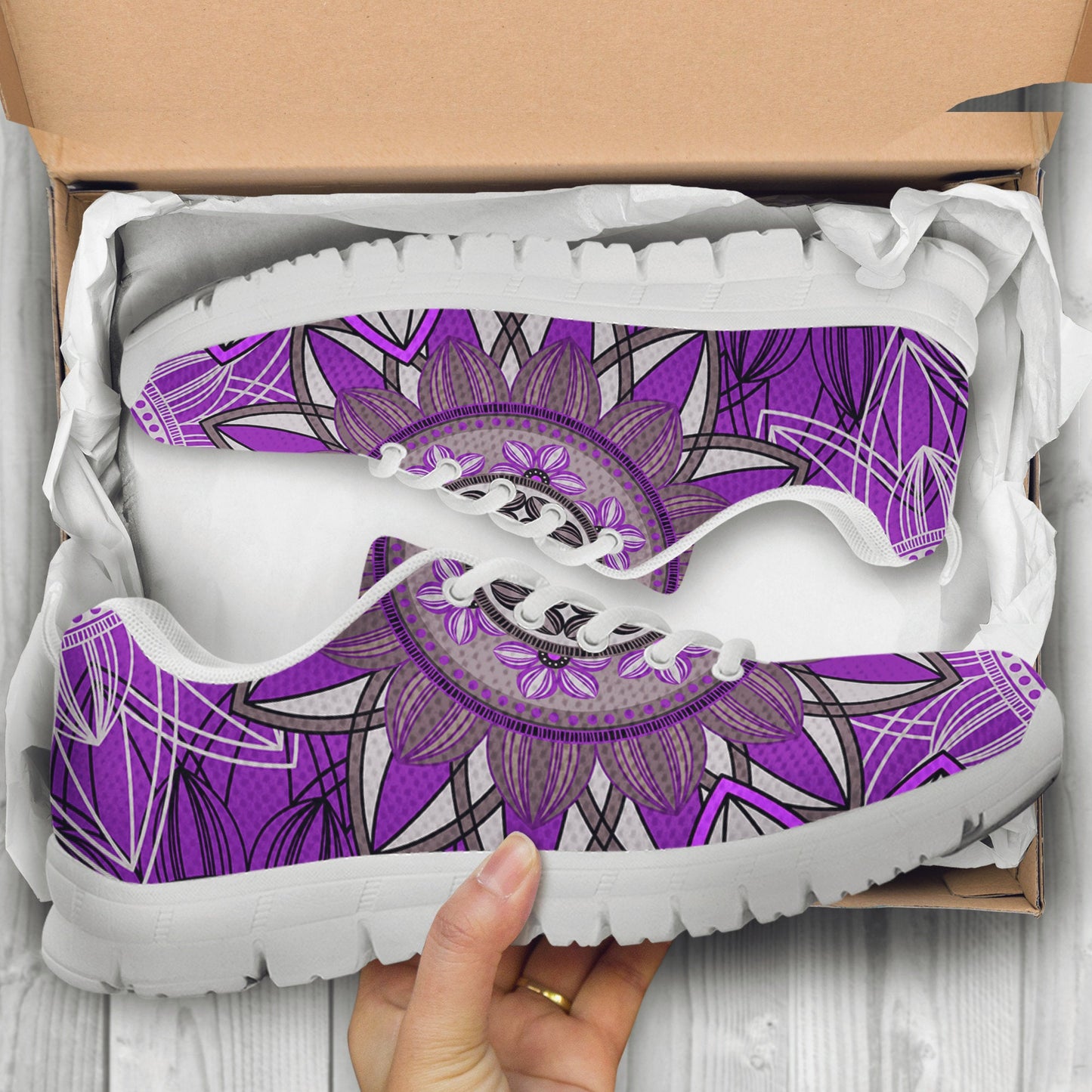 Purple Floral Mandalas Sneakers