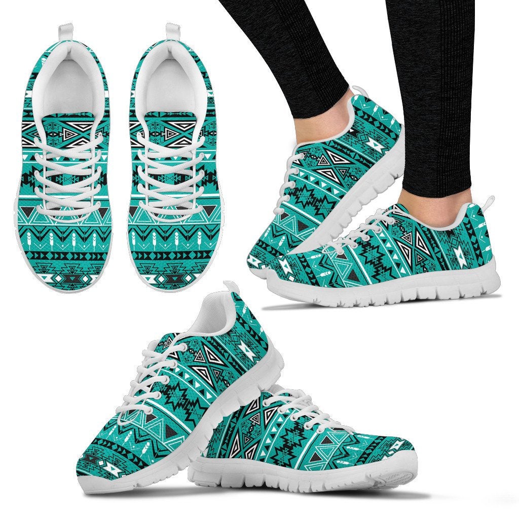 Light Green Teal Boho Aztec Sneakers