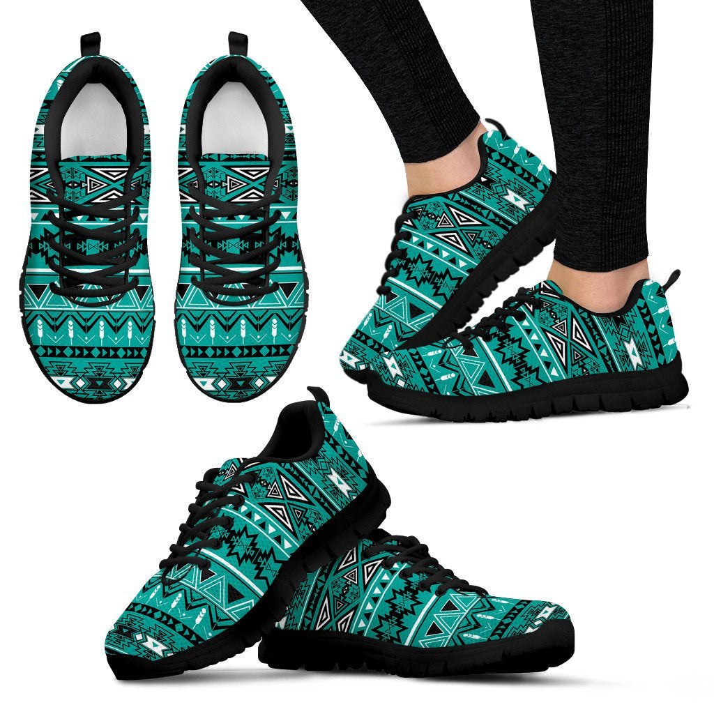 Light Green Teal Boho Aztec Sneakers