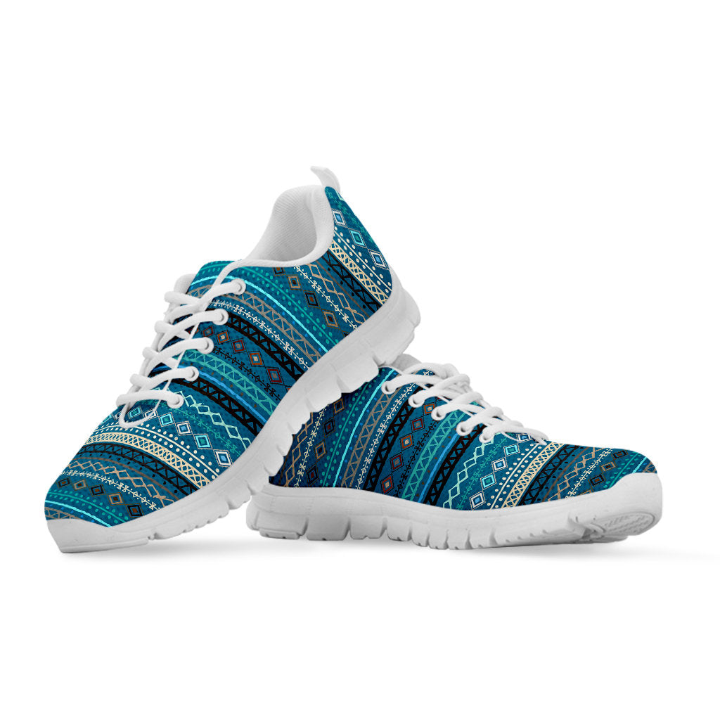 Ligh Green Teal Boho Stripes Sneakers