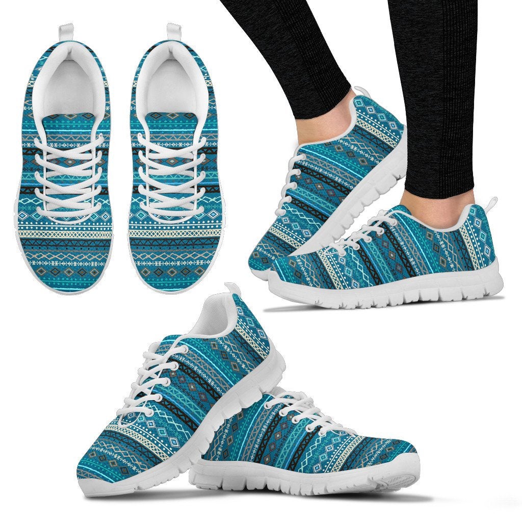 Ligh Green Teal Boho Stripes Sneakers