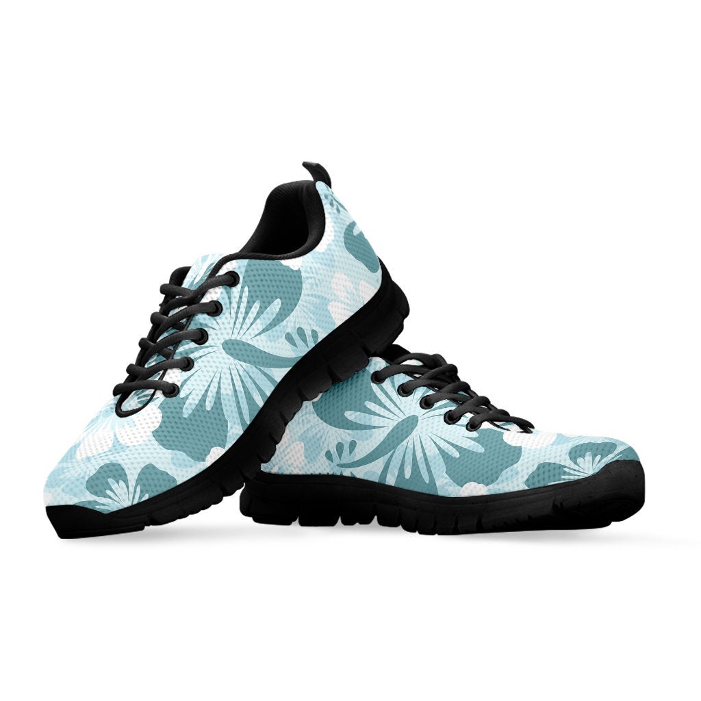 Light Green Teal Aloha Flowers Sneakers