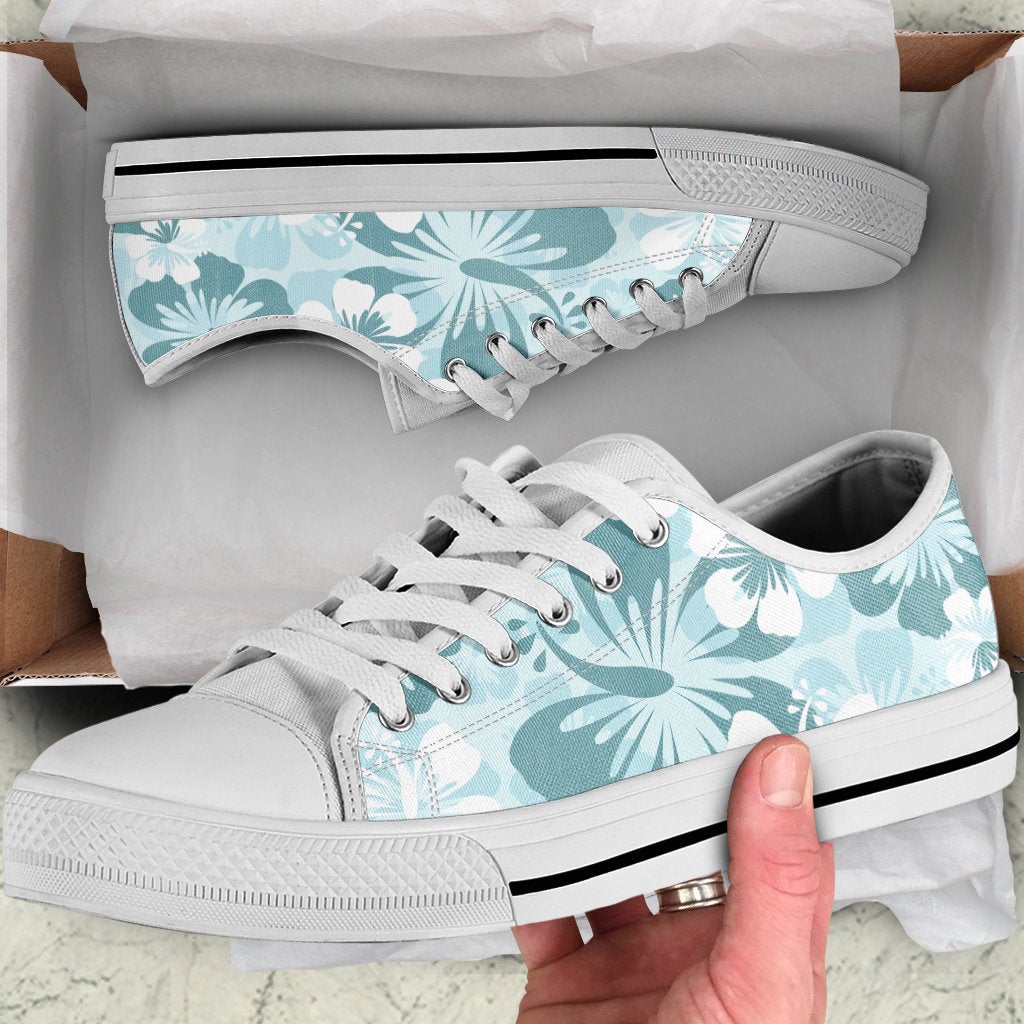Light Green Teal Aloha Flowers Shoes