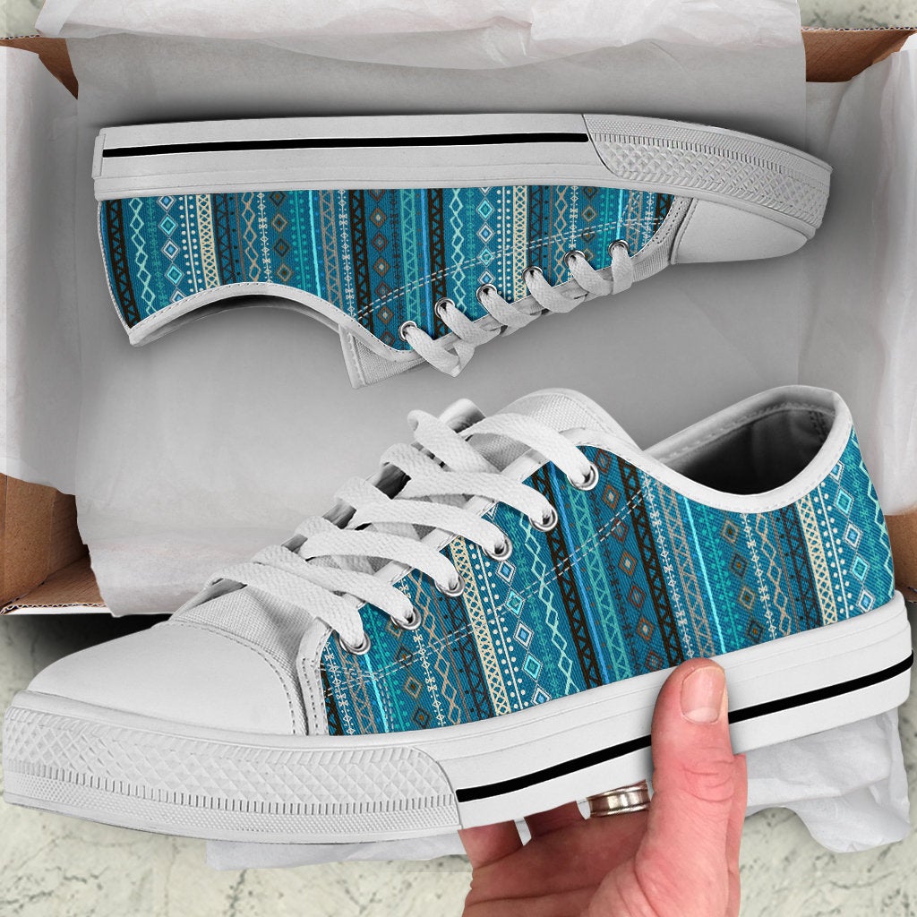 Light Green Teal Boho Stripes Shoes