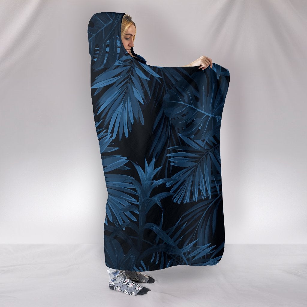Dark Leaves Hooded Blanket