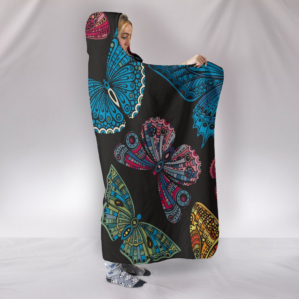 Colorful Butterflies Hooded Blanket