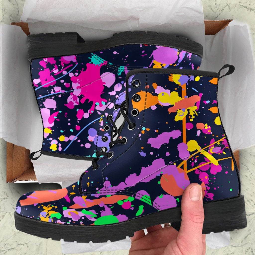 Colorful Paint Drip Abstract Art Womens Boots