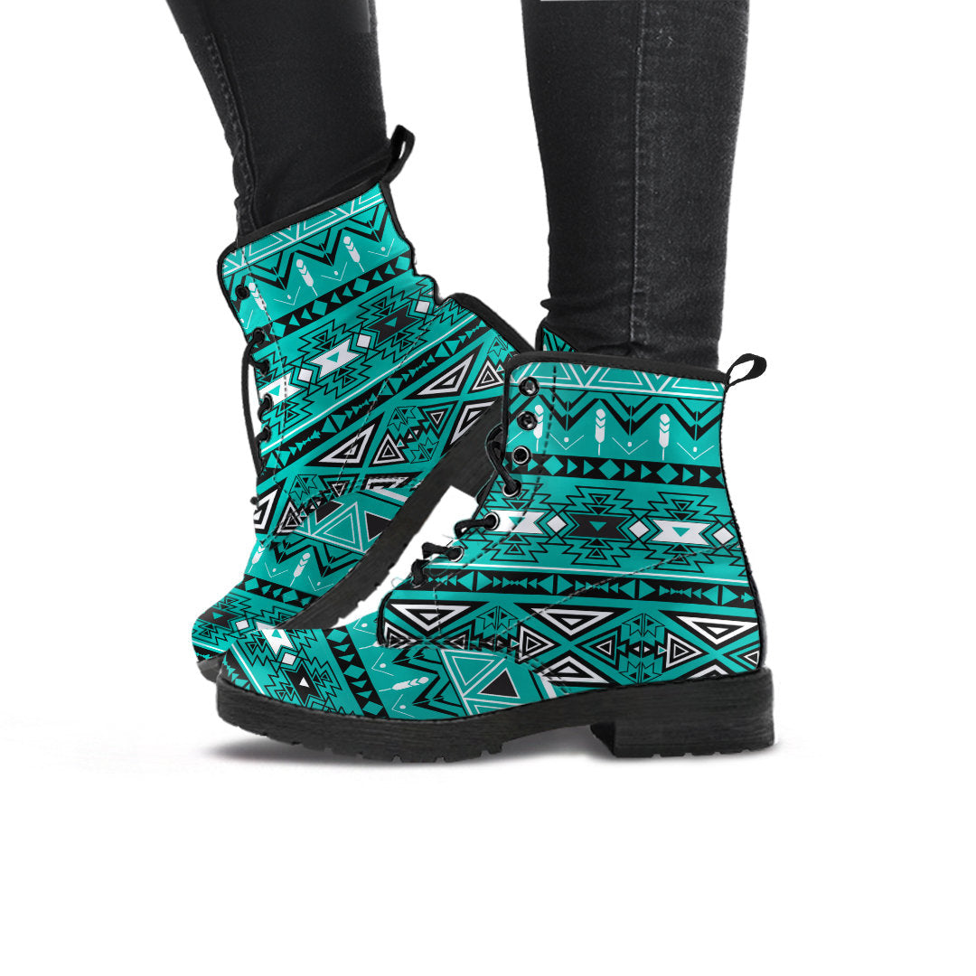 Light Green Teal Boho Aztec Womens Boots