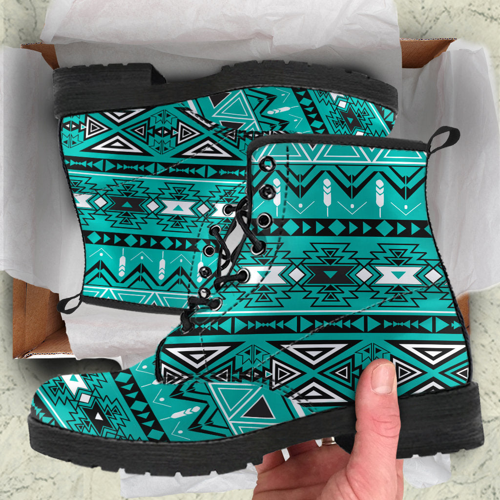 Light Green Teal Boho Aztec Womens Boots