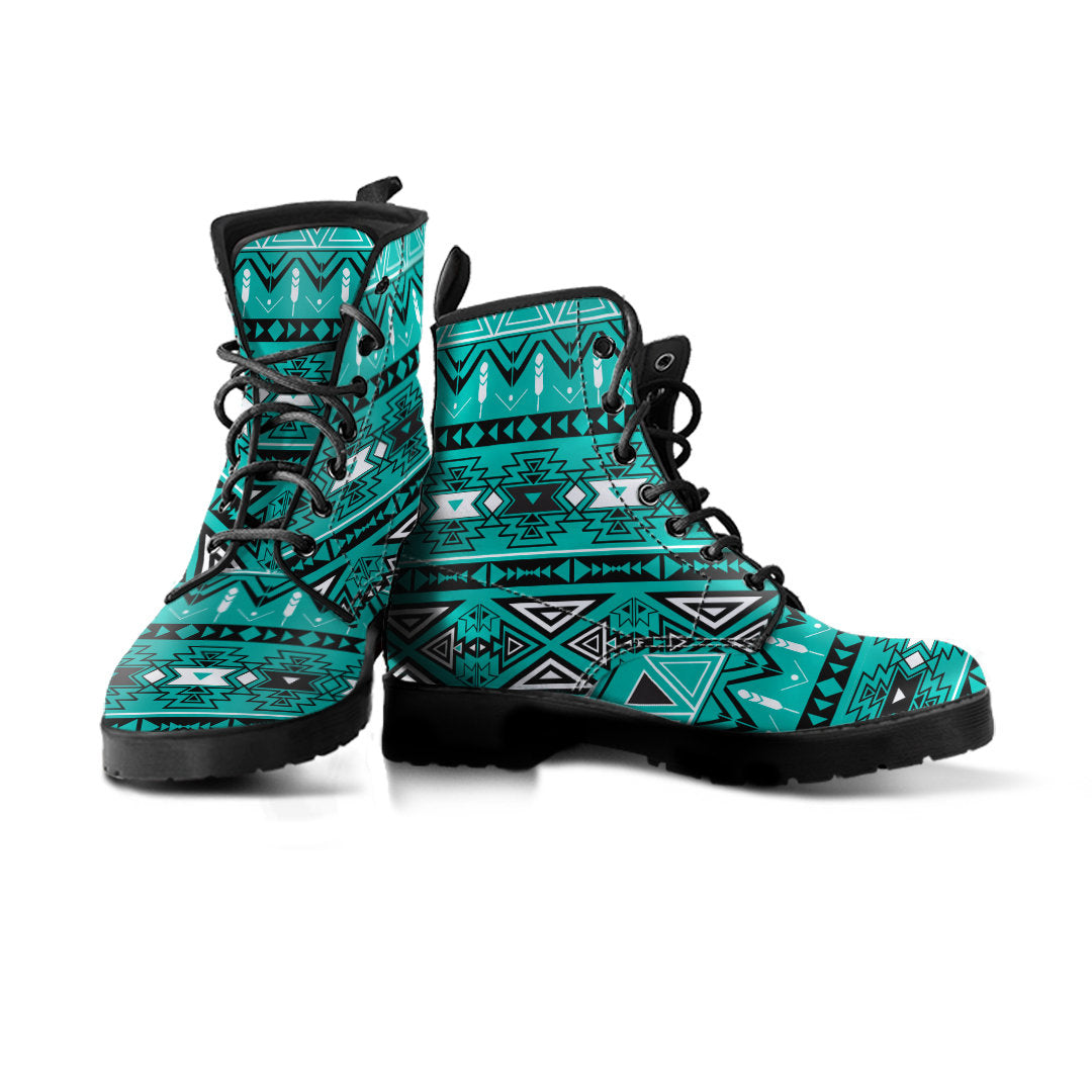Light Green Teal Boho Aztec Womens Boots