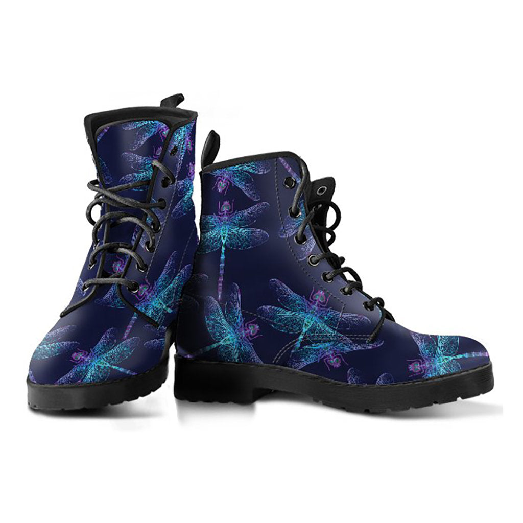 Navy Blue Dragonflies Womens Boots