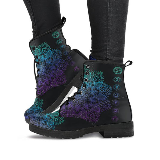 Purple Mandala Chakras Womens Boots