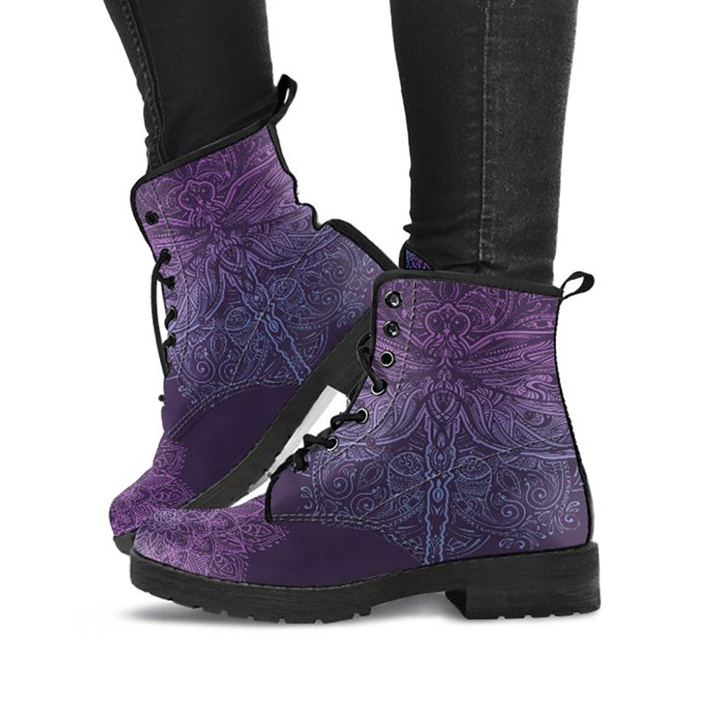 Purple Dragonfly Mandala Womens Boots