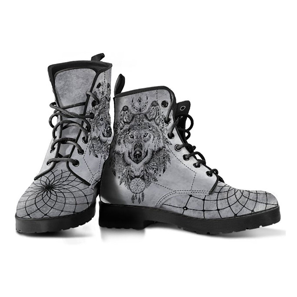 Grey Boho Wolf Net Womens Boots