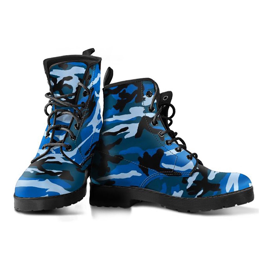 Blue Abstract Camouflage Womens Boots
