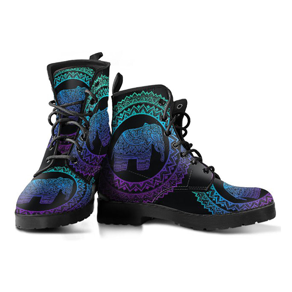 Purple Elephant Mandala Womens Boots