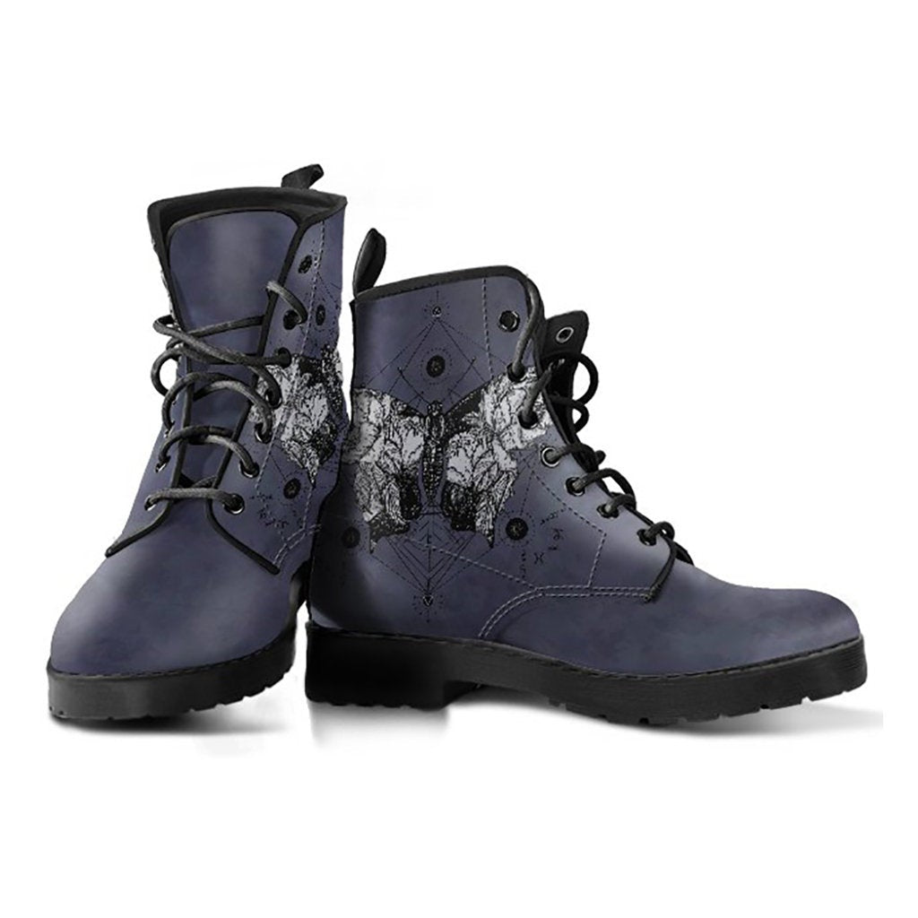 Dark Grey Butterfly Decor Womens Boots