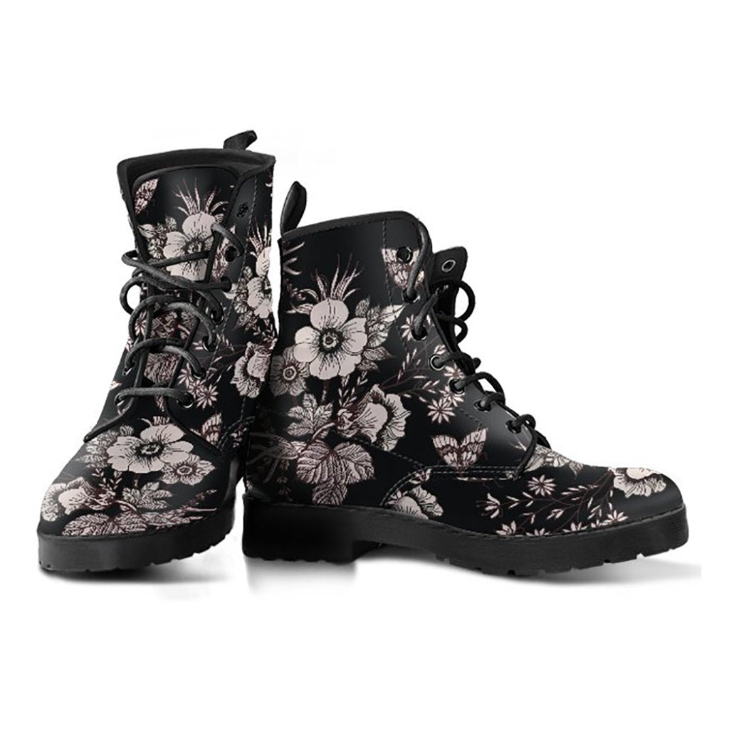 Black & White Flowers Womens Boots