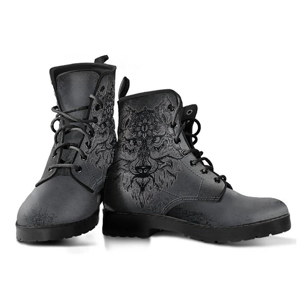 Dark Grey Boho Wolf Womens Boots