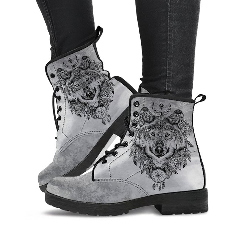 Grey Boho Wolf Womens Boots