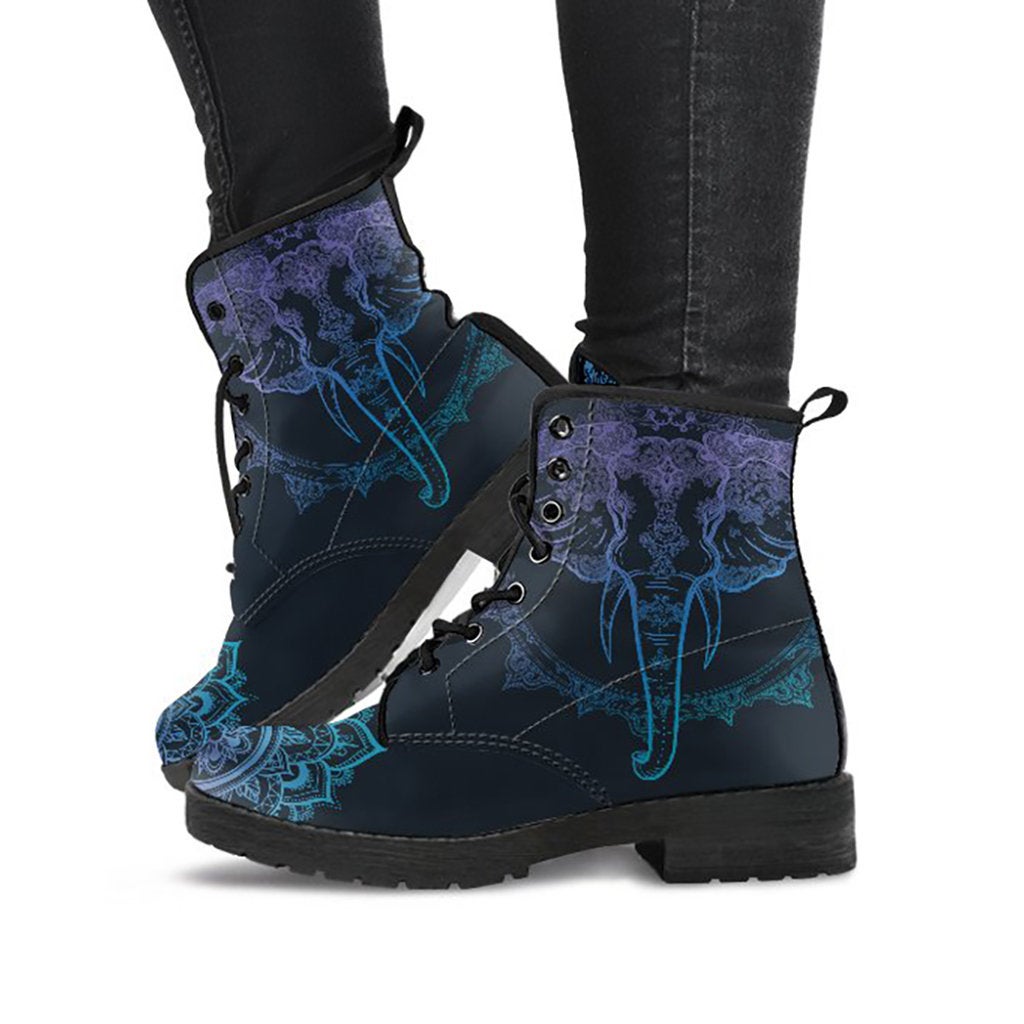 Blue Spiritual Elephant Mandala Womens Boots