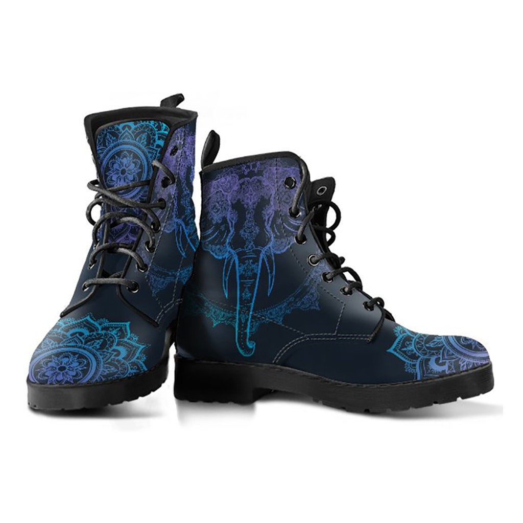Blue Spiritual Elephant Mandala Womens Boots