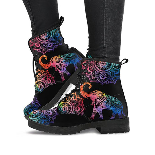 Colorful Elephant Mandalas Womens Boots