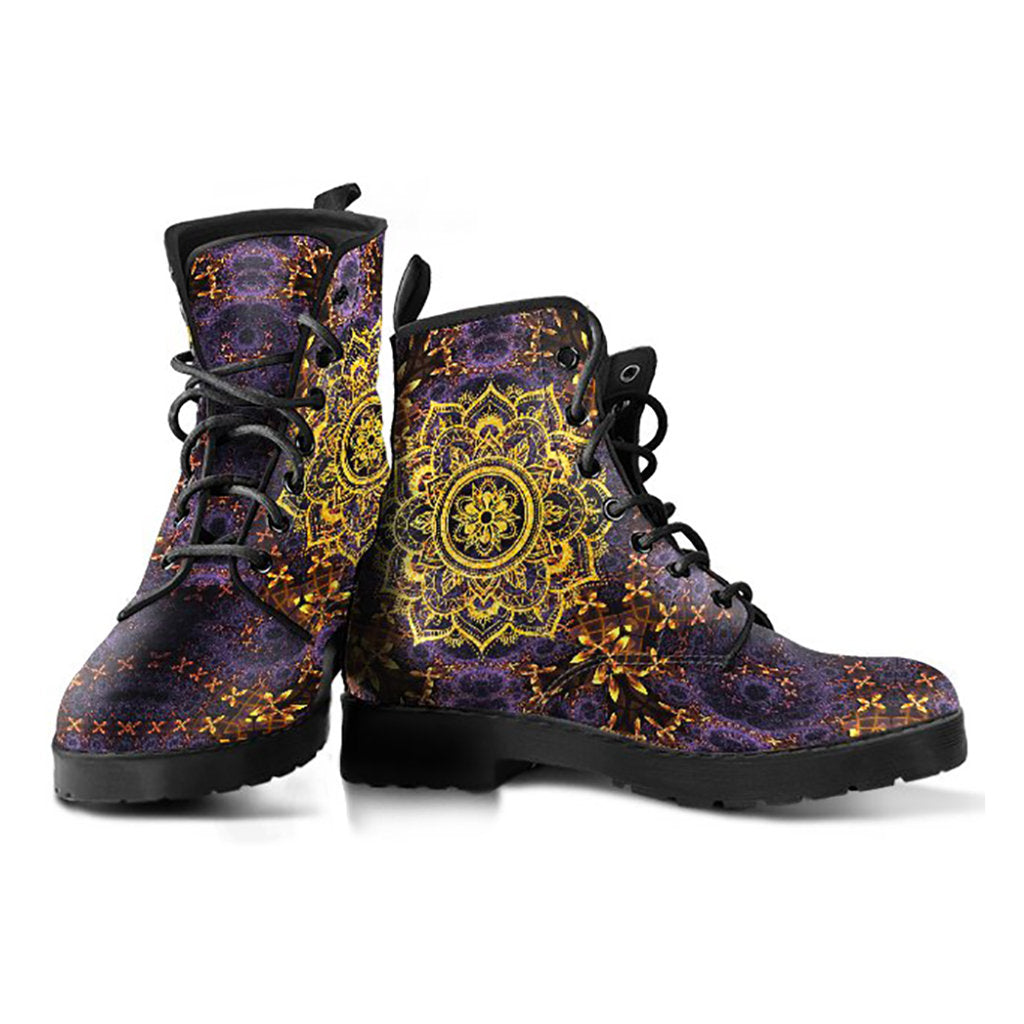 Purple & Gold Mandala Decor Womens Boots