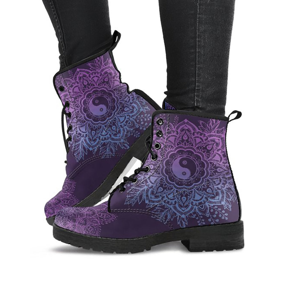 Purple Yin Yang Mandala Womens Boots