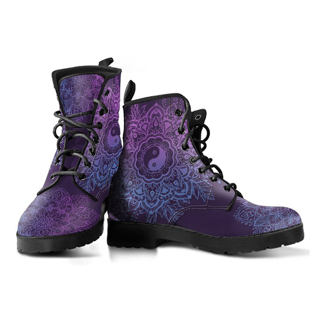 Purple Yin Yang Mandala Womens Boots