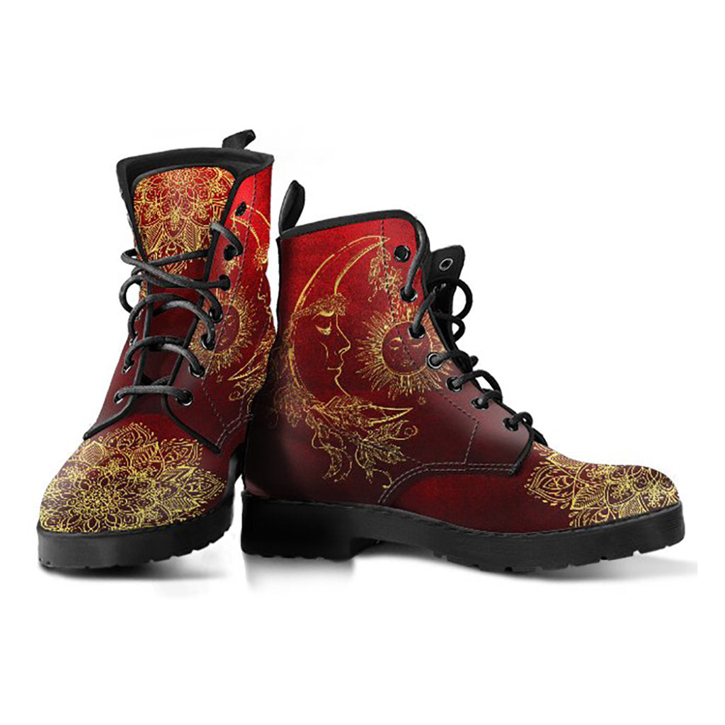 Red Sun & Moon Mandala Womens Boots