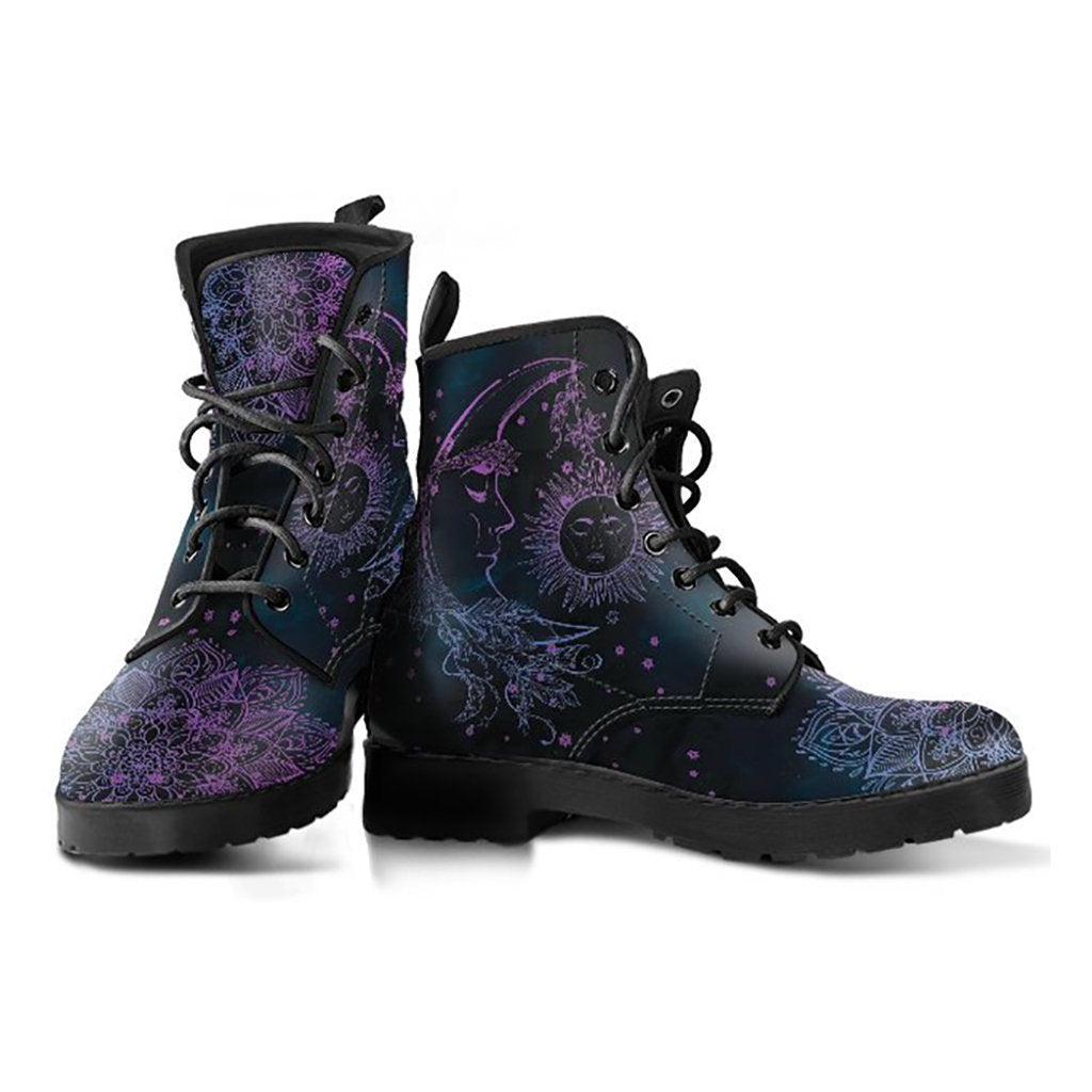Purple Sun & Moon Mandala Womens Boots
