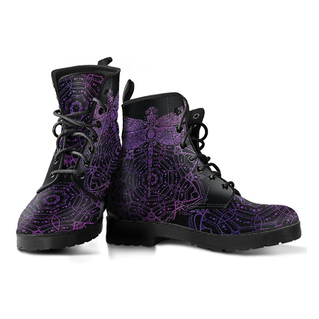 Purple Dragonfly Mandala Womens Boots