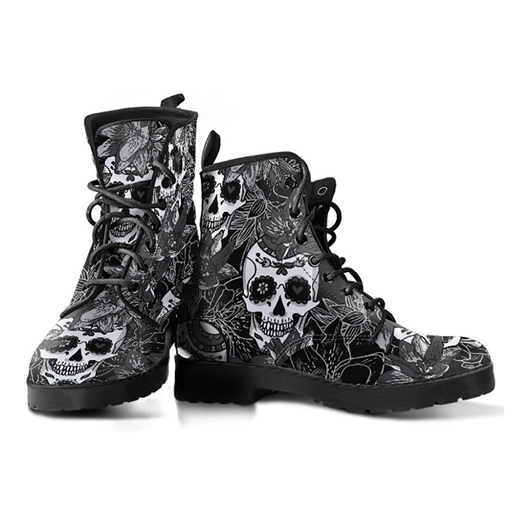 Black & White Skulls Womens Boots