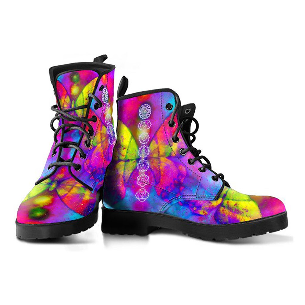 Colorful Butterfly Chakras Womens Boots
