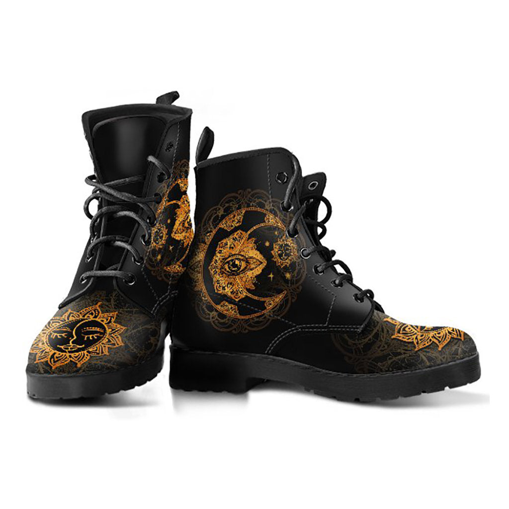 Gold Sun & Moon Womens Boots