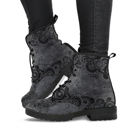Grey Paisley Mandala Womens Boots