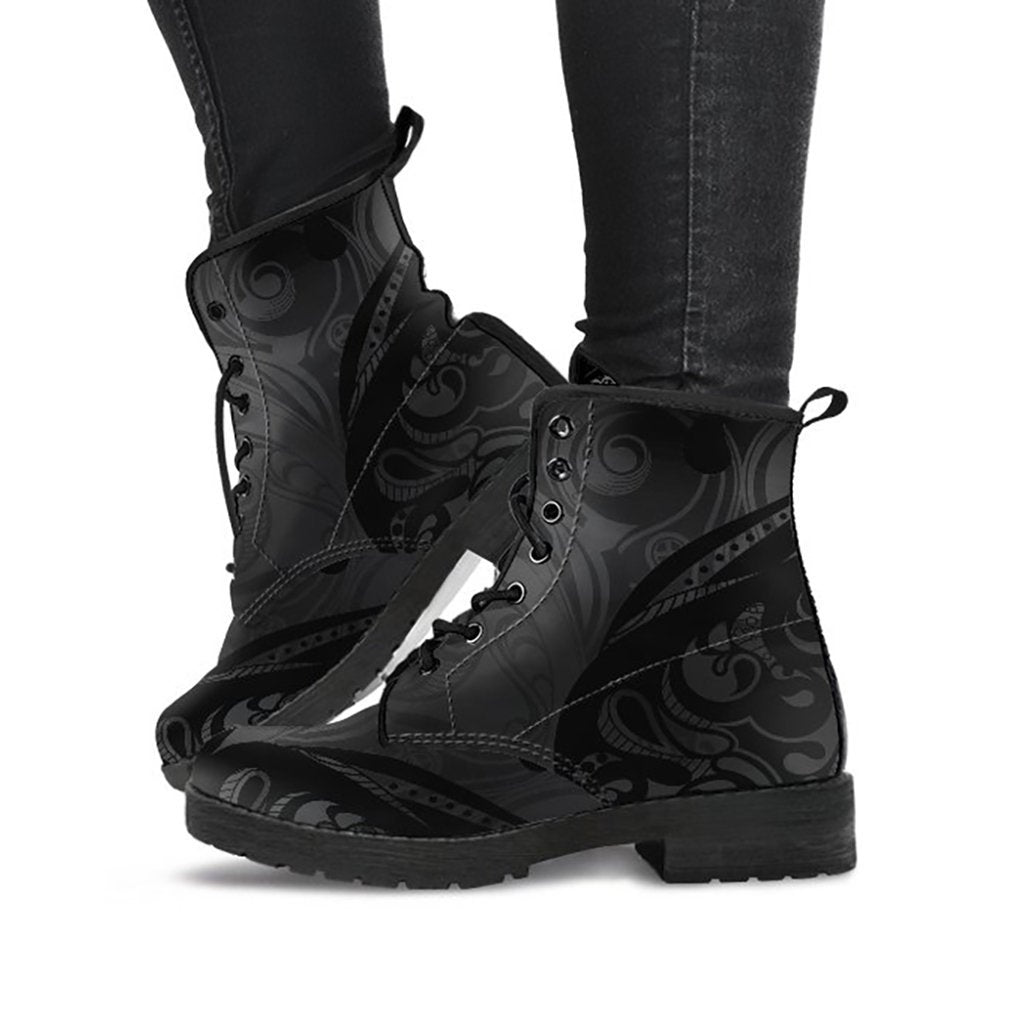 Dark Grey Tree of Life Decor Womens Boots