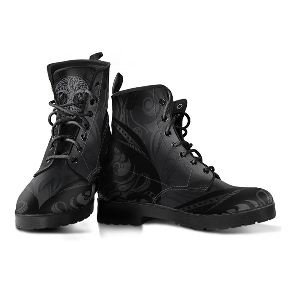 Dark Grey Tree of Life Decor Womens Boots