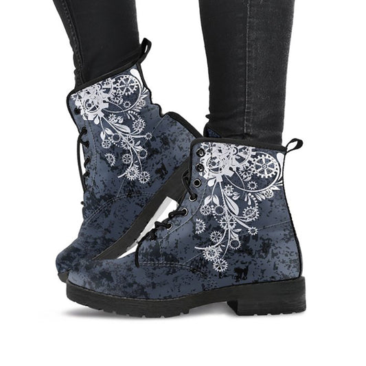 Dark Grey Gears Decor Womens Boots