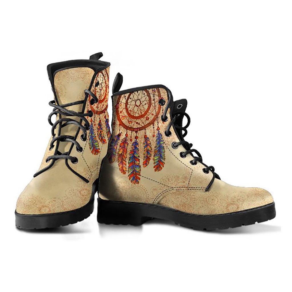 Beige Boho Dream Catcher Womens Boots