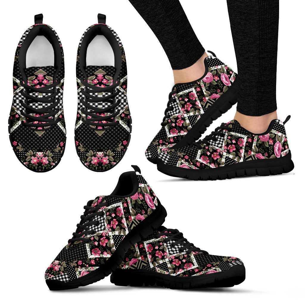 Pink Floral Patchwork Sneakers