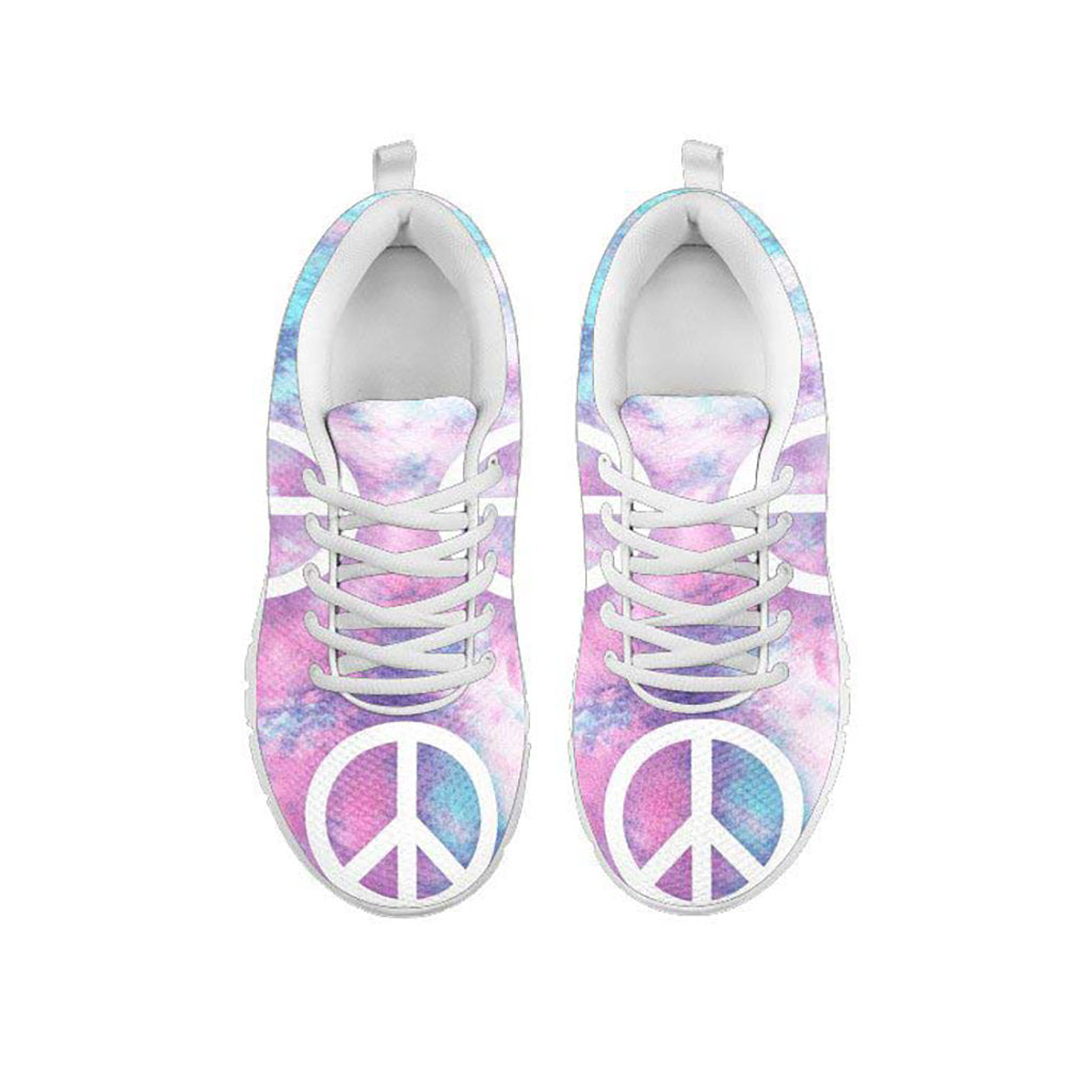 Pink Tie Dye Peace Sign Sneakers
